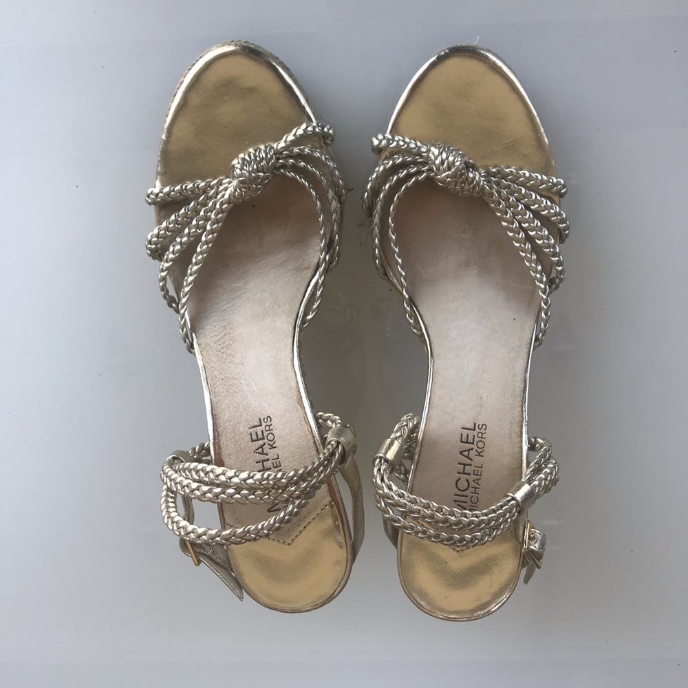 Micheal Kors white gold espadrilles
